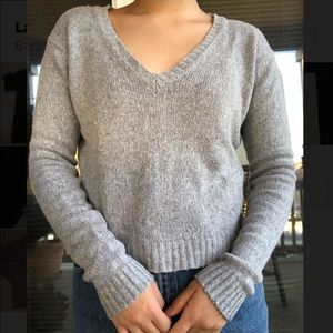 Brandy Melville Grey V-Neck Sweater